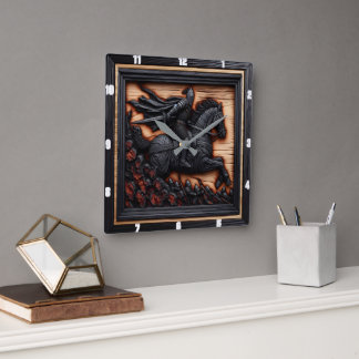 Mediaeval Fray: Burn Art Choice Square Wall Clock