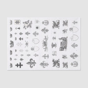 Mediaeval French Crown Heraldry Fleur de Lis Tissu Tissue Paper