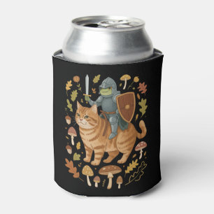 Mediaeval Frog on Orange Cat Goblincore Weird Stuf Can Cooler