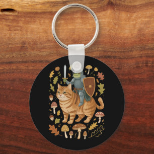 Mediaeval Frog on Orange Cat Goblincore Weird Stuf Key Ring