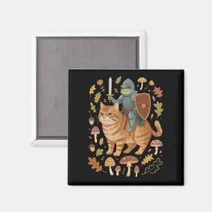 Mediaeval Frog on Orange Cat Goblincore Weird Stuf Magnet