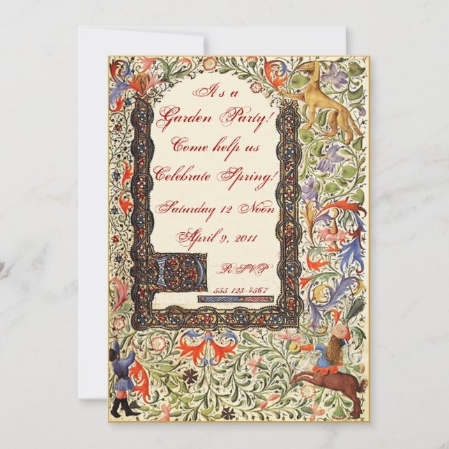 Mediaeval Garden Party 5X7 Invitations (Front)