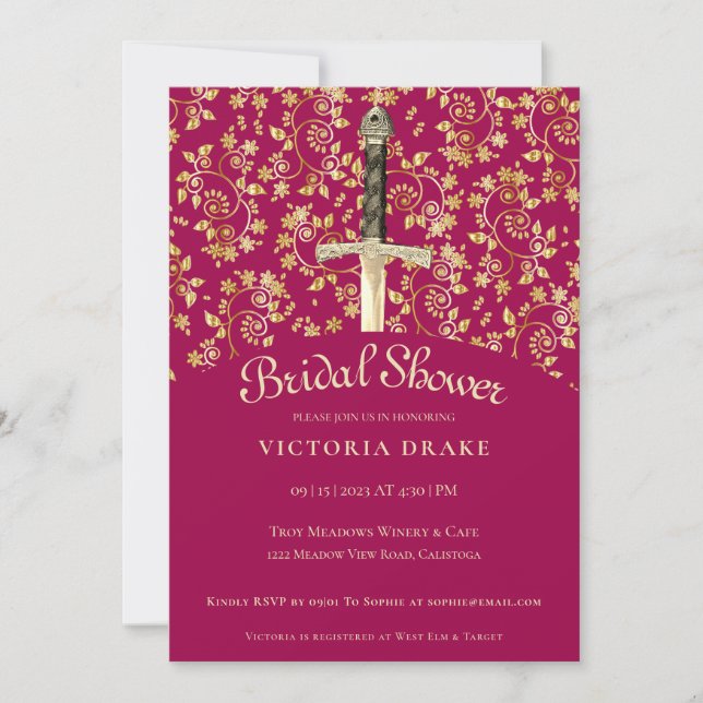Mediaeval Gold Bridal Shower Invitation (Front)