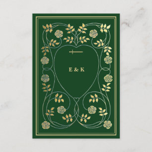 Mediaeval Gold Floral Hearts and Sword Wedding RSV Enclosure Card