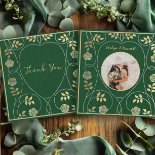 Mediaeval Gold Floral Hearts and Sword with Photo  Thank You Card
