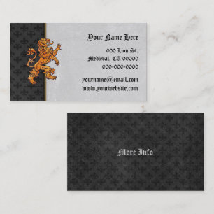 Mediaeval Gold Lion Black Fleurs Business Card