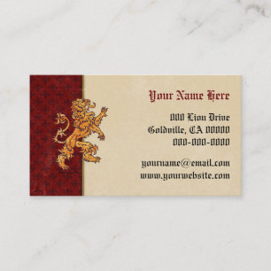 Mediaeval Gold Lion Red Fleur de Lis Business Card