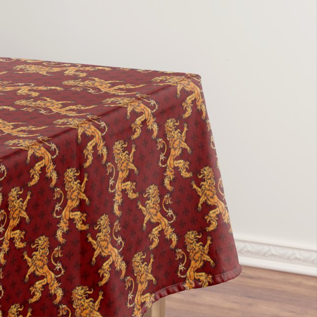 Mediaeval Gold Lion Red Fleur de Lis Tablecloth (In Situ)