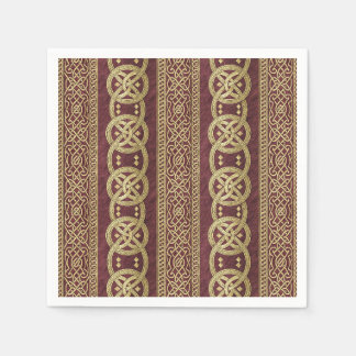 Mediaeval Gold & Red Celtic Knot Interlace Pattern Napkin