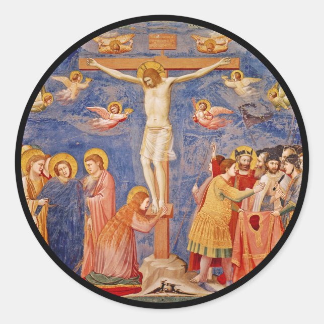 Mediaeval Good Friday Scene Classic Round Sticker (Front)