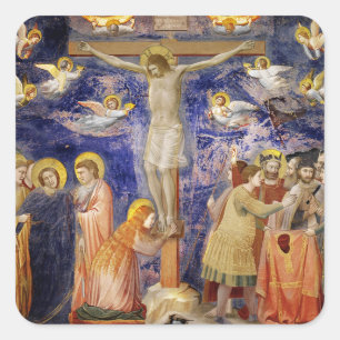 Mediaeval Good Friday Scene Square Sticker