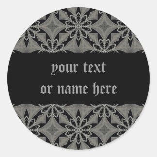 Mediaeval gothic flower customisable classic round sticker