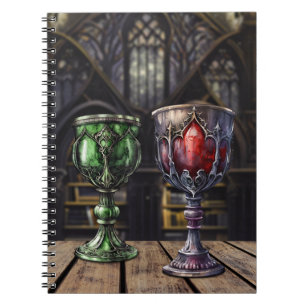 Mediaeval Gothic Green Red Goblet Castle Library Notebook