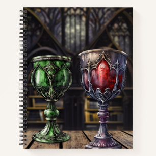 Mediaeval Gothic Green Red Goblet Castle Library Notebook