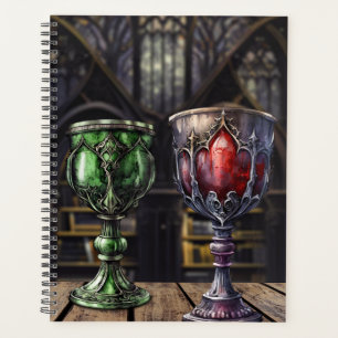 Mediaeval Gothic Green Red Goblet Castle Library Planner
