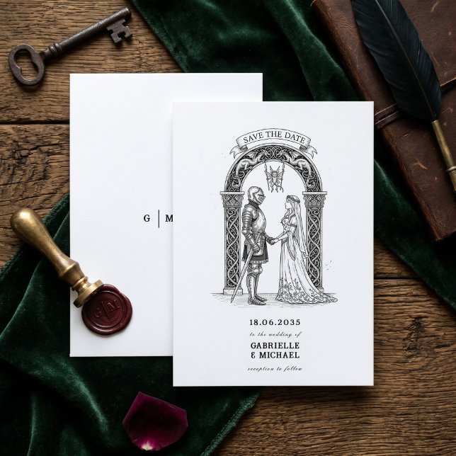 Mediaeval Gothic Knight Bride Groom Arch  Save The Date (Creator Uploaded)