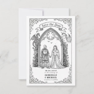 Mediaeval Gothic Knight Bride Groom Save The Date