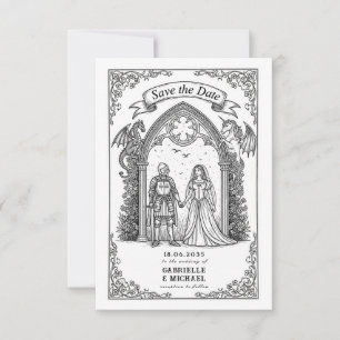 Mediaeval Gothic Knight Bride Groom Save The Date