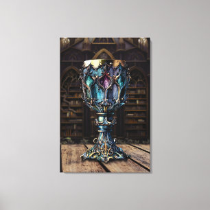 Mediaeval Gothic Purple Blue Goblet Castle Library Canvas Print