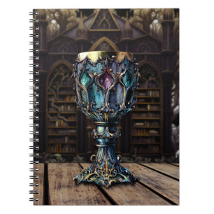Mediaeval Gothic Purple Blue Goblet Castle Library Notebook