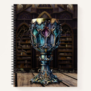 Mediaeval Gothic Purple Blue Goblet Castle Library Notebook