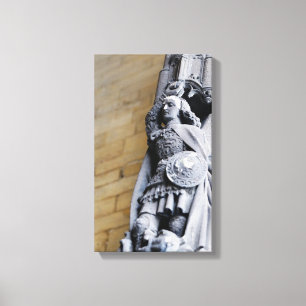 Mediaeval gothic statue on gates in Brussels Canvas Print