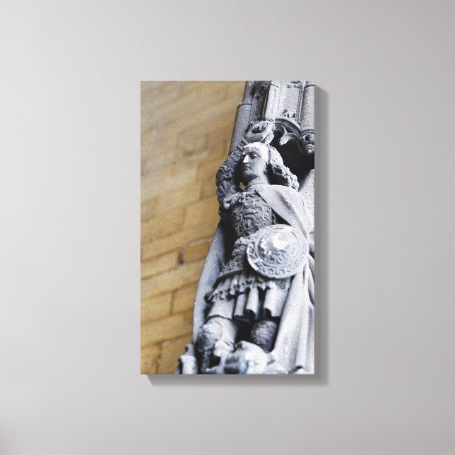 Mediaeval gothic statue on gates in Brussels Canvas Print (Front)