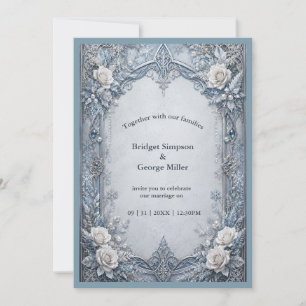 Mediaeval Gothic Winter Ice Silver Wedding Invitation