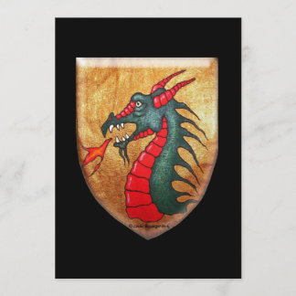 Mediaeval Green Dragon Shield Invitation