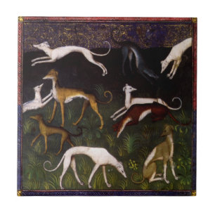 Mediaeval Greyhounds Fine Art Tile