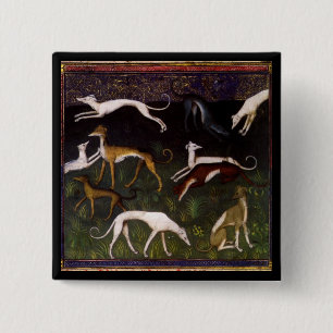 Mediaeval Greyhounds in the Deep Woods 15 Cm Square Badge