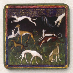 Mediaeval Greyhounds in the Deep Woods Coaster