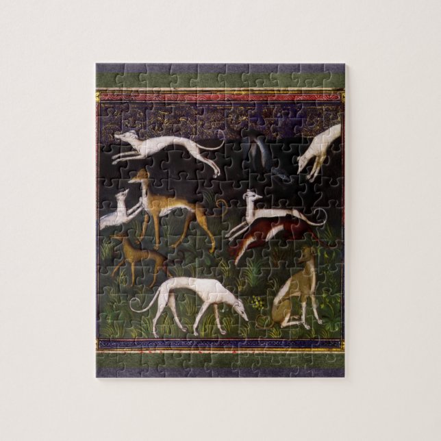 Mediaeval Greyhounds in the Deep Woods Jigsaw Puzzle (Vertical)