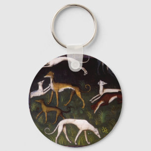 Mediaeval Greyhounds in the Deep Woods Key Ring