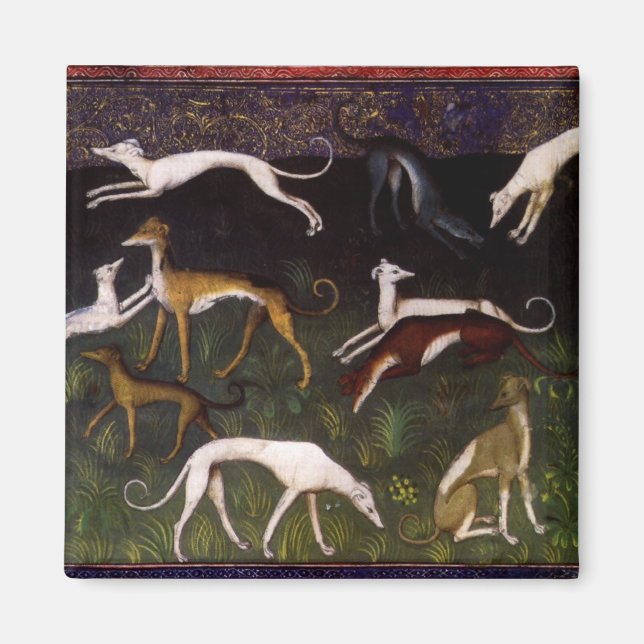 Mediaeval Greyhounds in the Deep Woods Magnet (Front)