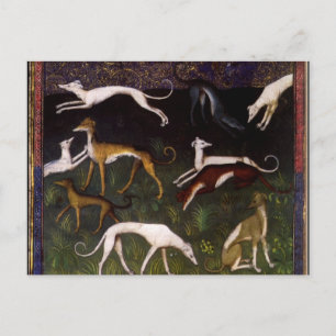 Mediaeval Greyhounds in the Deep Woods Postcard