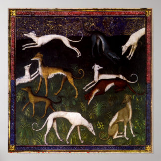 Mediaeval Greyhounds in the Deep Woods Poster