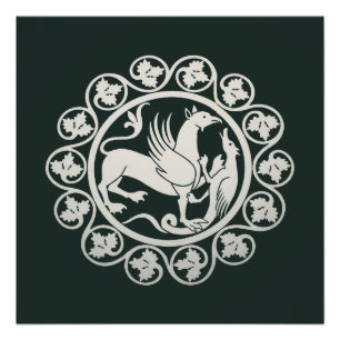 Mediaeval Griffin Combat Medallion Poster