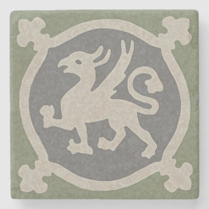 Mediaeval Griffin Tile Stone Coaster
