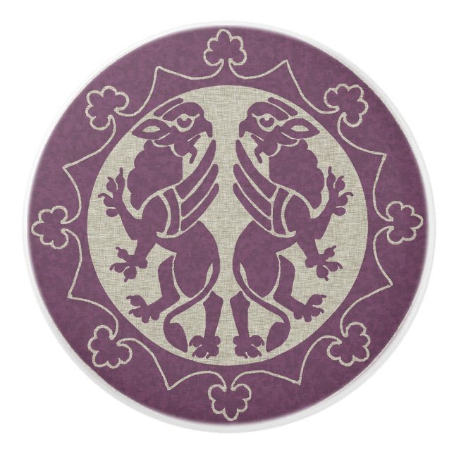 Mediaeval Griffins Ceramic Knob (Front)