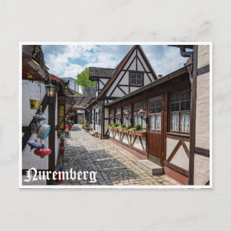 Mediaeval half-timbered shops in Nuremberg, German Postcard