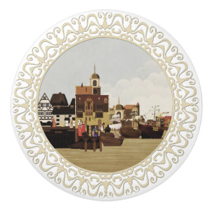 Mediaeval Harbour Ceramic Knob