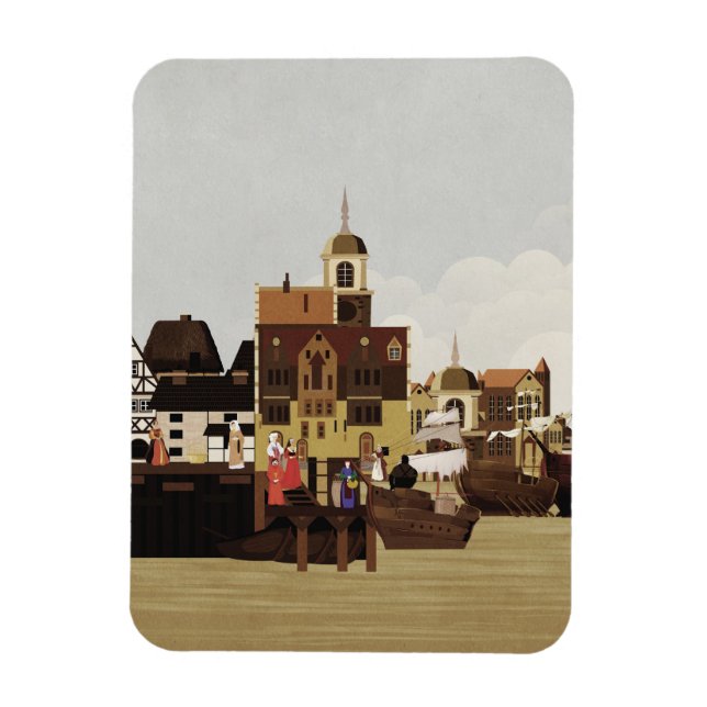Mediaeval Harbour Magnet (Vertical)