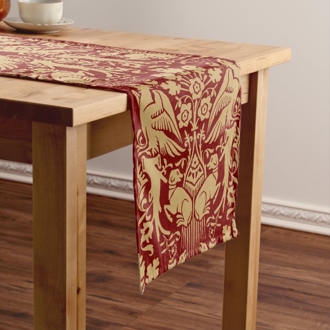 Mediaeval Hawks & Hounds Print Pattern Short Table Runner (In Situ)