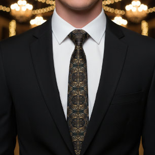 Mediaeval Heraldic Black and Gold Tie