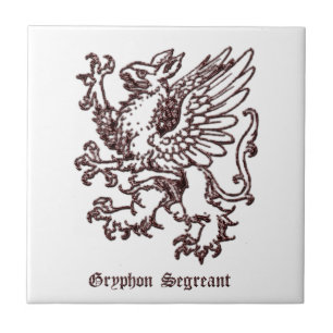 Mediaeval Heraldry Gryphon segreant Tile