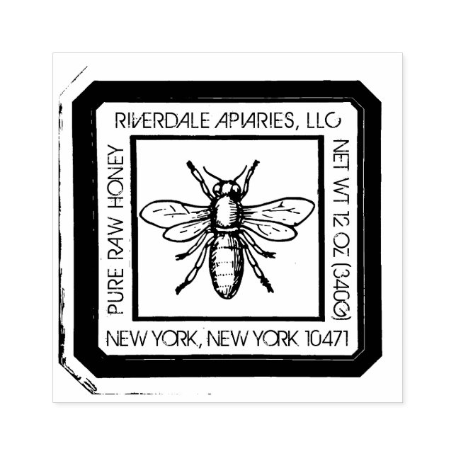 Mediaeval Honeybee Distressed Design Honey Label Rubber Stamp (Imprint)