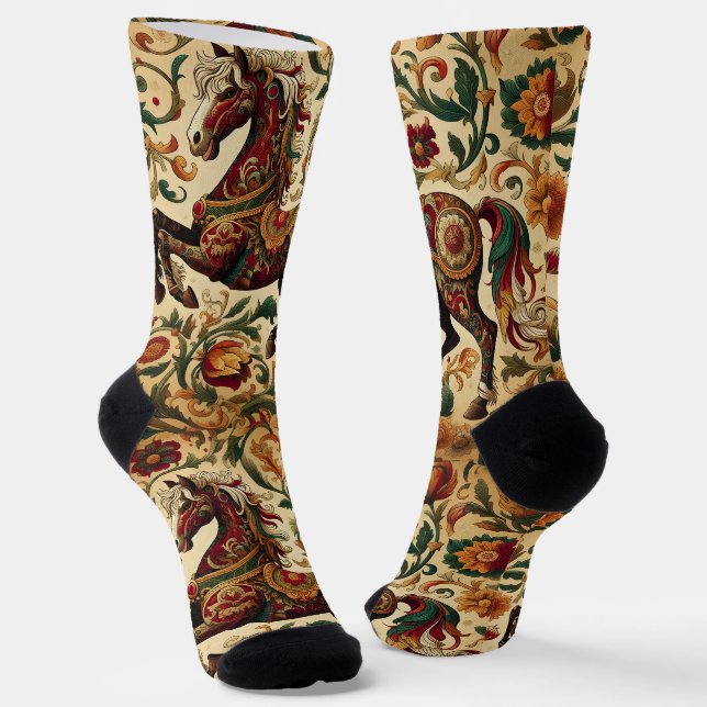 Mediaeval Horse Crew Socks (Angled)