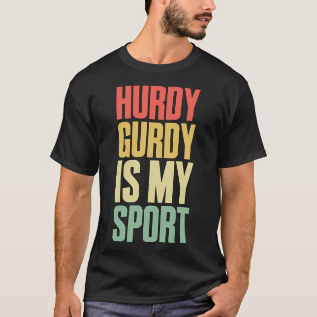 Mediaeval Hurdy Gurdy Sport Instrument Music T-Shirt (Front)