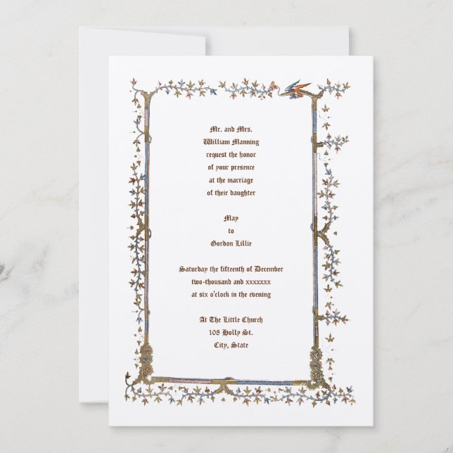 Mediaeval Illuminated Dragon Wedding Invitations (Front)